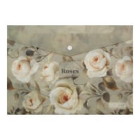 Папка-конверт на кнопці, Arabeski, А4, непрозорий матовий пластик, світло-сірий, 4 шт.