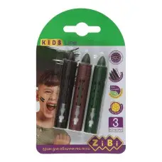 Карандаши для грима лица и тела Милитари, 3 цвета, зеленый, коричневый, черный, 15.4 г, Kids Line