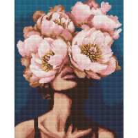 Набір з алмазною мозаїкою на підрамнику Загадка півоній Ideyka AMO7989 з АВ стразами, 40x50 см