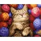 Набір для розпису по номерах Кіт у клубочках, Ideyka, 40x50 см, КНО6710