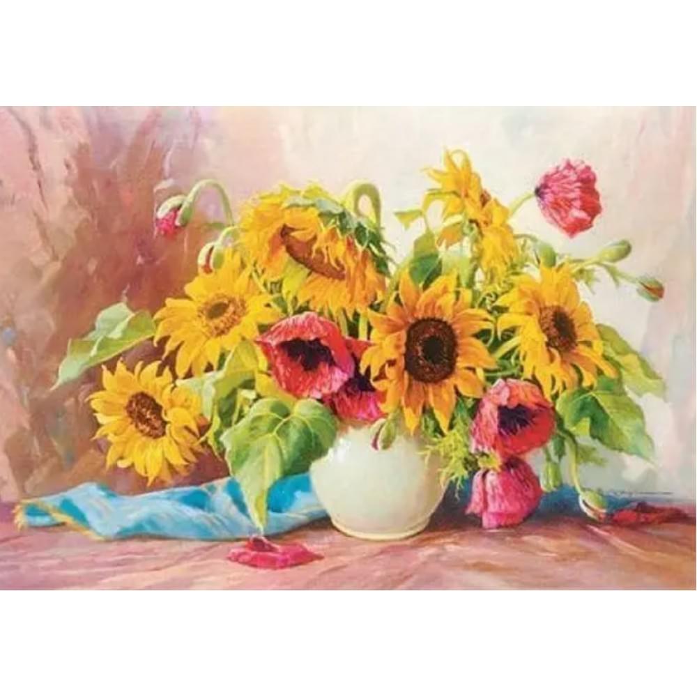 Алмазна мозаїка за номерами 40*50 "Соняшники" карт уп. (полотно на рамі)