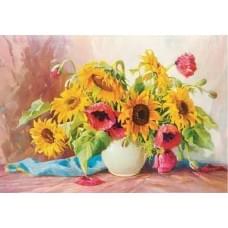 Алмазна мозаїка за номерами 40*50 "Соняшники" карт уп. (полотно на рамі)