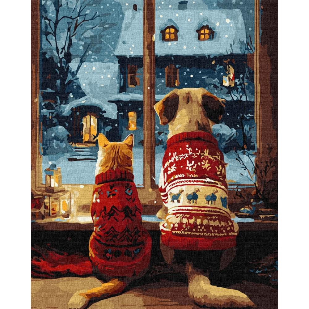 Набір для розпису по номерах "Затишок пухнастиків" Ideyka 40х50см КНО6834