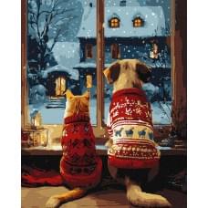 Набір для розпису по номерах "Затишок пухнастиків" Ideyka 40х50см КНО6834