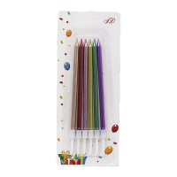 Свічки для торта перламутр Long 6 шт (В асортименті)