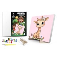 Набір для розпису по номерах Qbee "Жирафка" з дерев'яною підставкою 25х25см QB900-009/QB901-009