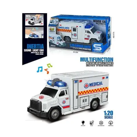 Машина інерційна Швидка допомога, JS165, звук, підсвітка, гумові колеса