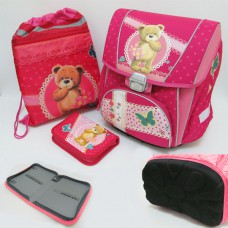 Набір: рюкзак-коробка+мішок для взуття+пенал плоский "ведмедик" premium-c
