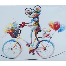 Картина за номерами яскраве жабеня на велосипеді strateg розміром 40х50 см (gs078)