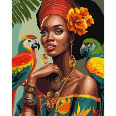 Картина за номерами  "африканська модниця" 40х50см кно8330
