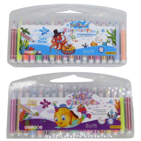 Фломастери із м’яким пензлем, 36 кольорів, Морський світ, 8801-36 (В асортименті)