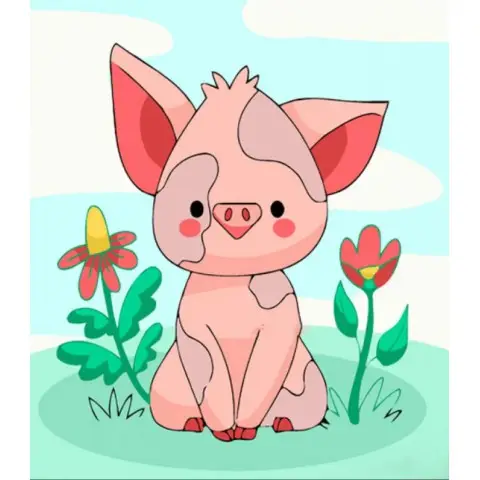 Набір для розпису по номерах Поросятко, Strateg, 30x30 см, ES110