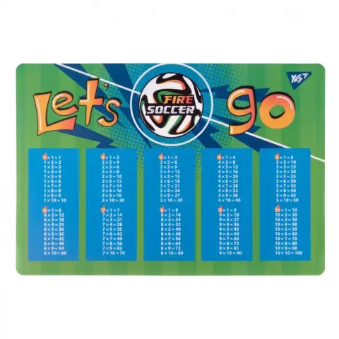 Підкладка для столу Yes Football, таблиця множення, 2 шт. в упаковці