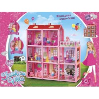 Будиночок 3 поверхи, меблі, лялька 10 см, 156 деталей, 63x17x65 см