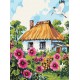 Картина за номерами Мальви біля хати Ideyka 30×40 см КНО6407