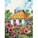 Картина за номерами Мальви біля хати Ideyka 30×40 см КНО6407