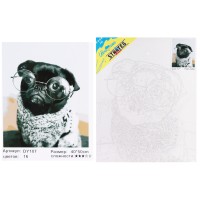 Набір для розпису по номерах Мопсик в окулярах, Strateg, 40x50 см, DY107