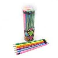 Олівець чорнографітний Neon, HB, з гумкою, 48 шт.