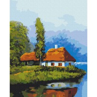 Набір для розпису по номерах Хатинка біля озера, 40x50 см, BS53152