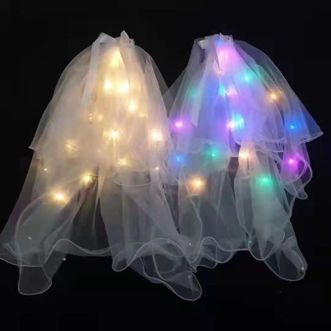 Аксесуар для волосся фата на заколці 50 см, світло 3 режими, на батарейках (В асортименті)