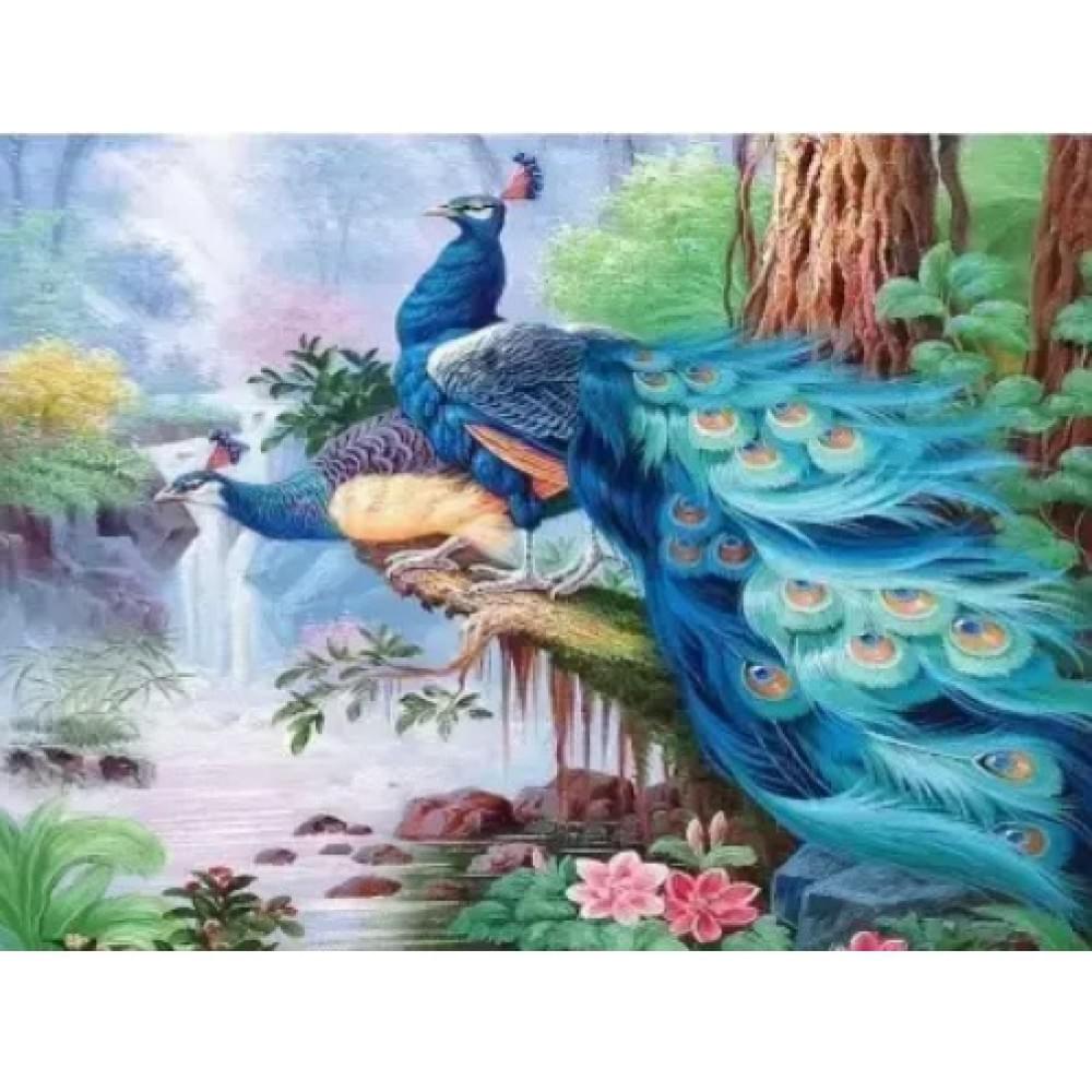 Алмазна мозаїка за номерами 40*50 "Павлін" карт уп. (полотно на рамі)