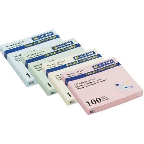 Блок для нотаток, 76x76 мм, 100 аркушів, 4 шт. в упаковці (В асортименті)