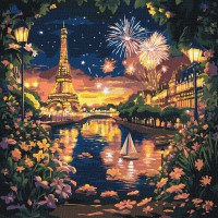 Набір для розпису по номерах Салюти Парижу, Ideyka, 40x40 см, КНО3669