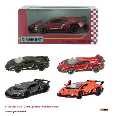 Металева інерційна легкова модель Lamborghini Veneno 5", відкриваються двері (В асортименті)