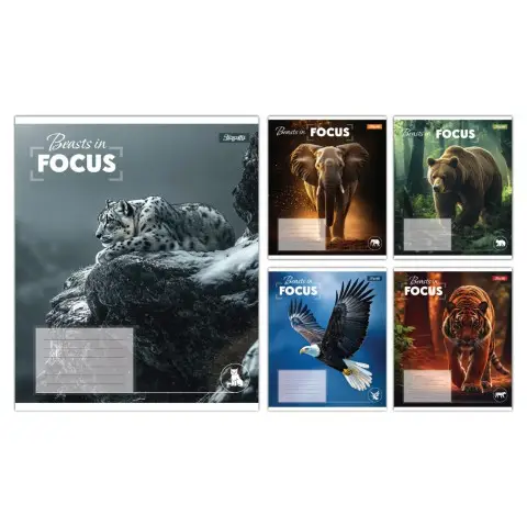 Зошити учнівські 48 аркушів клітинка 1B Beasts in Focus, 10 шт. в упаковці