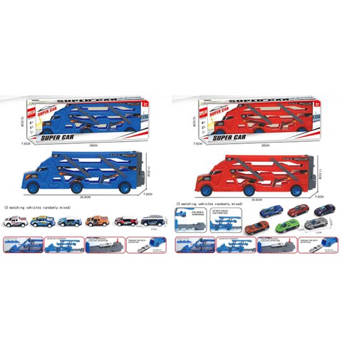 Трейлер, 107-7-10, 35.5 см, з машинками, 3 шт. (В асортименті)