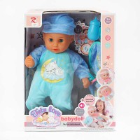 Пупс м’якотілий, 36 см, п’є з пляшечки, закриває очі, аксесуари, музичний чип