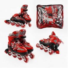 Роликові ковзани 39-43 розмір, колеса PVC, колір - червоний INLINE SKATE 96056-L