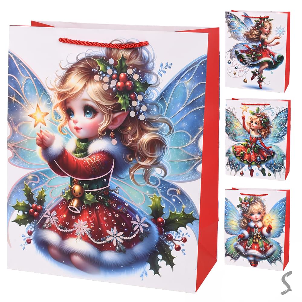 Пакет новорічний паперовий S "Fairy" 18*23*10см R34825-S, ціна за 6 шт. /720/