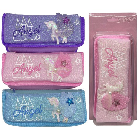 Пенал-косметичка Єдиноріг-крила, 2 змійки, 6x30 см (В асортименті)