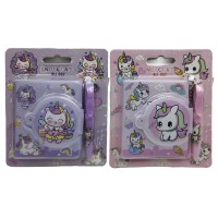 Блокнот на кнопці ПВХ з ручкою-брелоком Єдиноріг, 8x7 см, 65 аркушів (В асортименті)