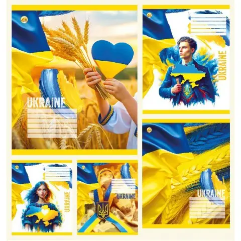 Зошити учнівські 36 аркушів клітинка Тверда Україна, 20 шт. в упаковці