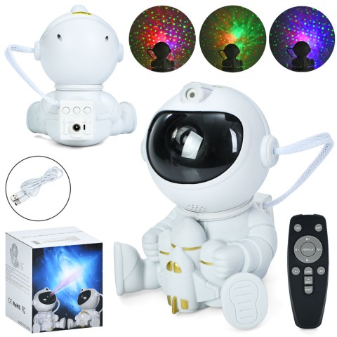 Нічник-проектор "Космонавт" 13,5 см, магнітна голова, кольорове світло, зоряне небо INT0012