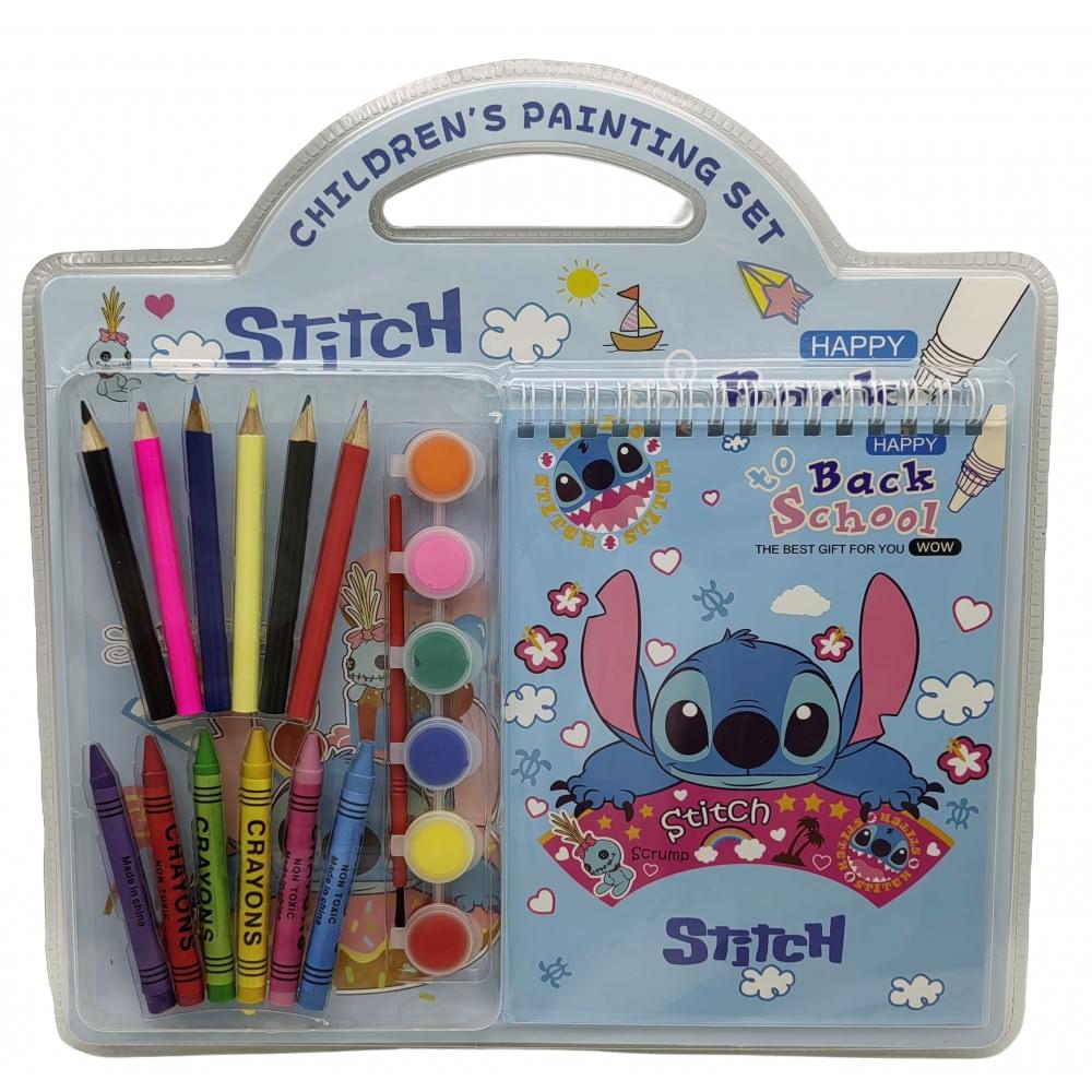 Н-р - Альбом-розмальовка "Стіч" 6арк.,олівці,фарба 6кол.,пензлик_27*22см (6*28)