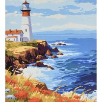 Набір для розпису по номерах Маяк на березі, Strateg, 40x50 см, VA-4629