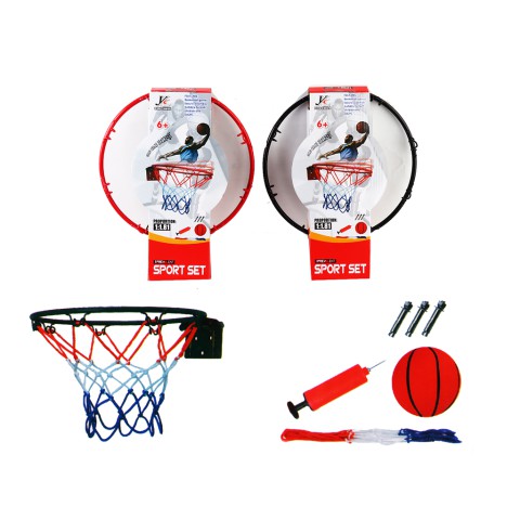 Баскетбольне кільце, металеве 25 см, сітка, м’яч, насос, кріплення (В асортименті)