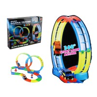 Трек неоновий 148 деталей машинка на батарейках підсвічування 123