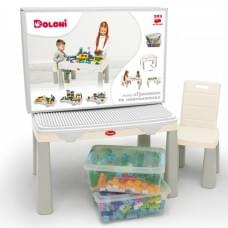 Набір "Граємось та навчаємось" (в наборі стіл, стілець, конструктор Паркінг/Трек/Залізниця/Динозаври/Автотрейлер 397 дет.)