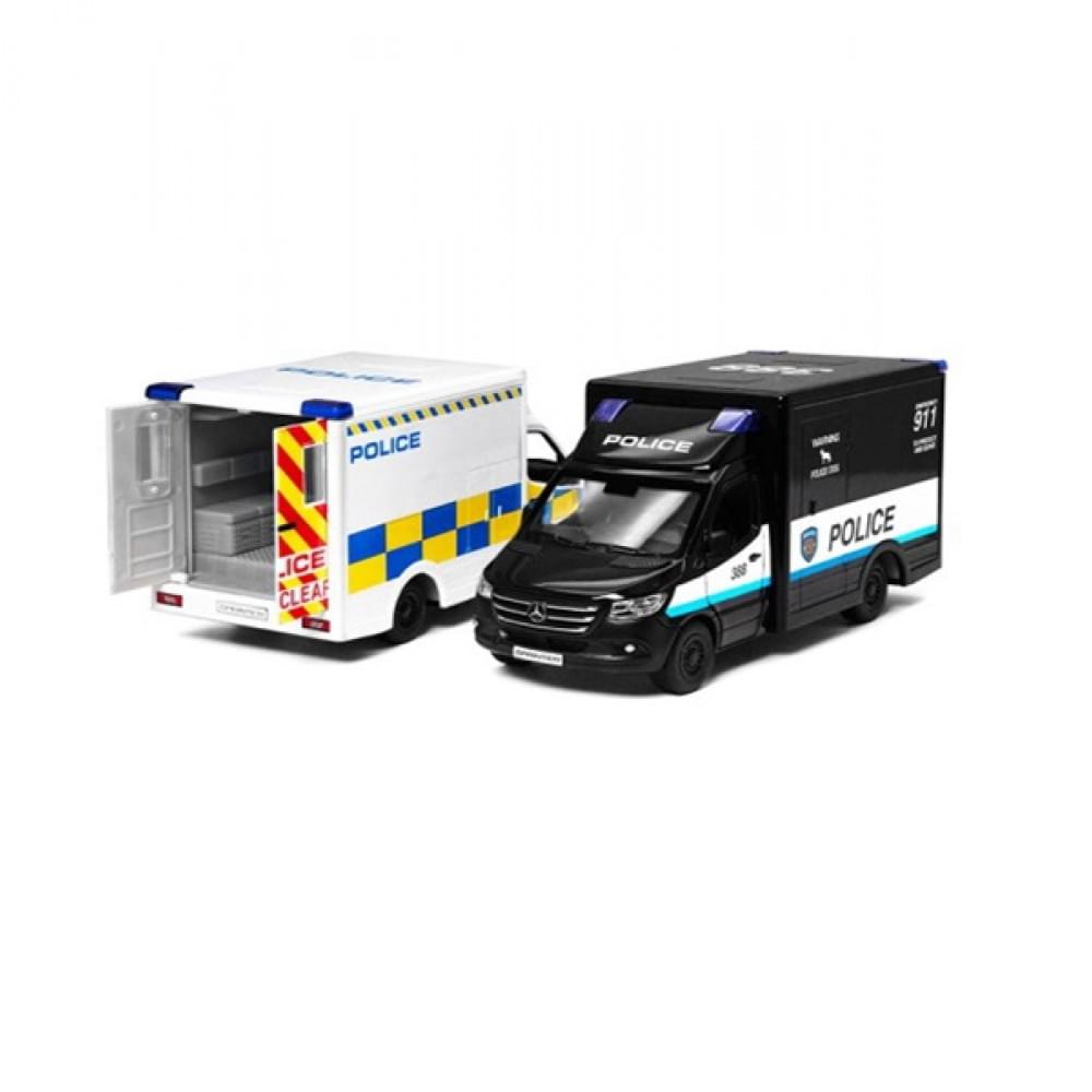 Модель автобус 5" MERSEDES-BENZ Sprinter KT5479W Поліція метал.інерц.відкр.дв.кор./96/