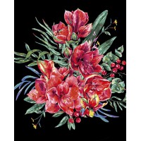 Набір для розпису по номерах Екзотичний букетик, Strateg, на чорному фоні, 40x50 см, AH1052