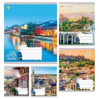 Зошити учнівські 12 аркушів лінія Тверда 42114 12ЛВ Міста світу, 25 шт. в упаковці