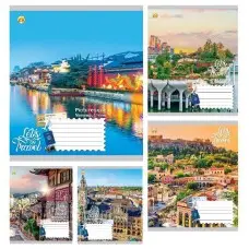 Тетради ученические 12 листов линия Твердая 42114 12ЛВ Города мира, 25 шт. в упаковке