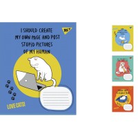 Зошити учнівські 18 аркушів лінія. 1В Love cats, 25 шт. в упаковці