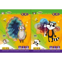 Папір кольоровий А4, 18 аркушів, 9 кольорів, KIDS Line, ціна за 4 шт.