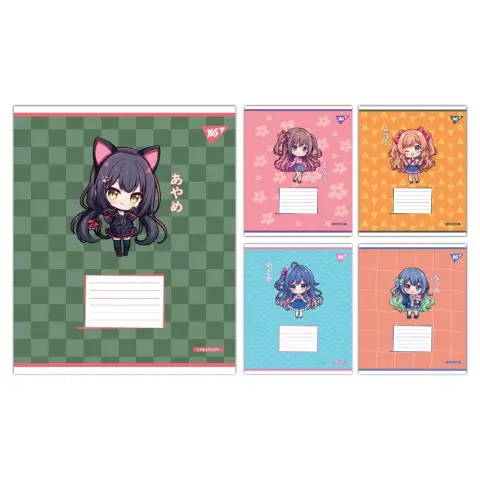 Зошити учнівські 18 аркушів клітинка Yes Anime girls, 25 шт. в упаковці