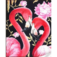 Набір для творчості алмазна картина Рожеві фламінго з квітами Strateg розміром 30х40 см кр (GM86854)